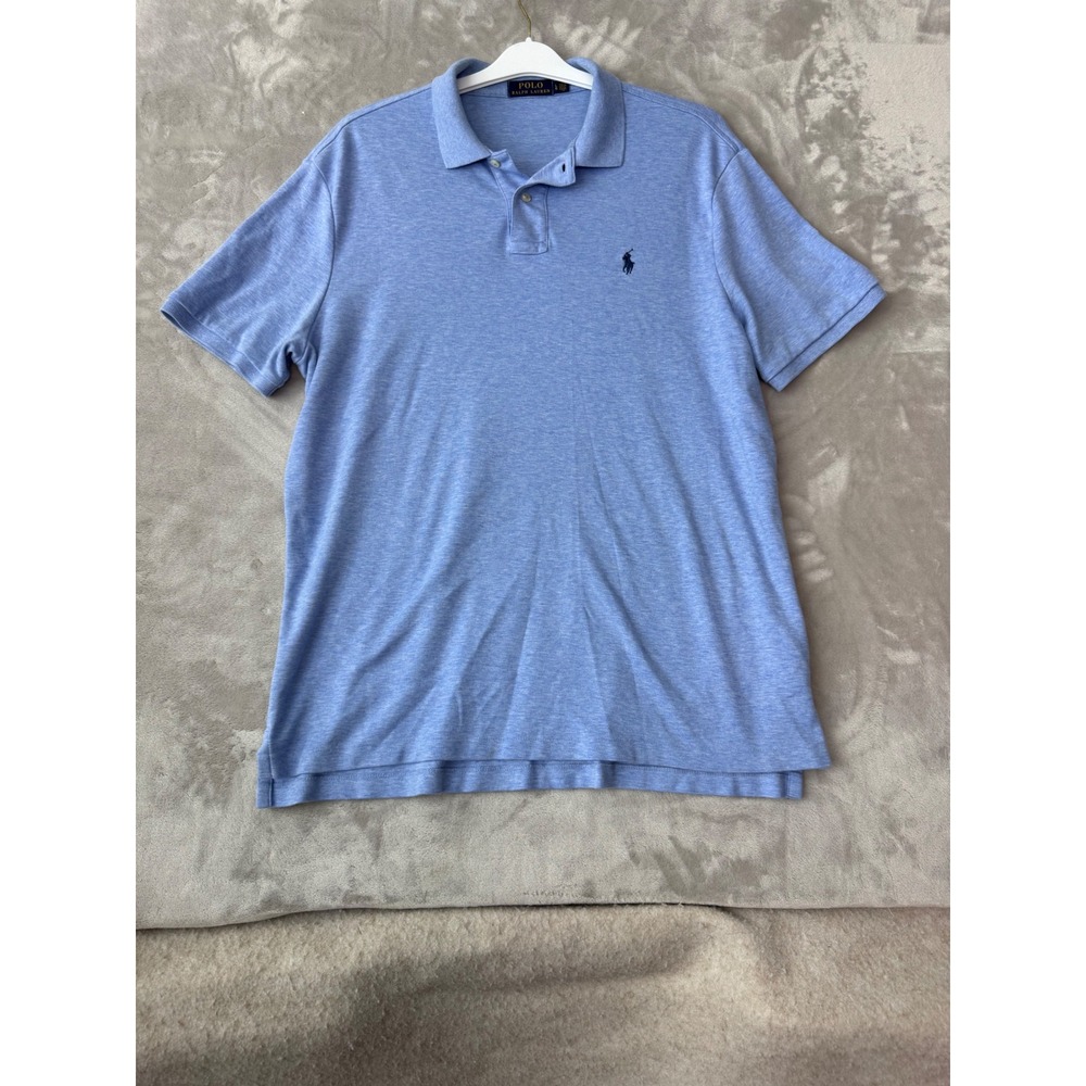 Polo Ralph Lauren Mens Large Blue Heather Short Sleeve Cotton Polo Shirt 1712